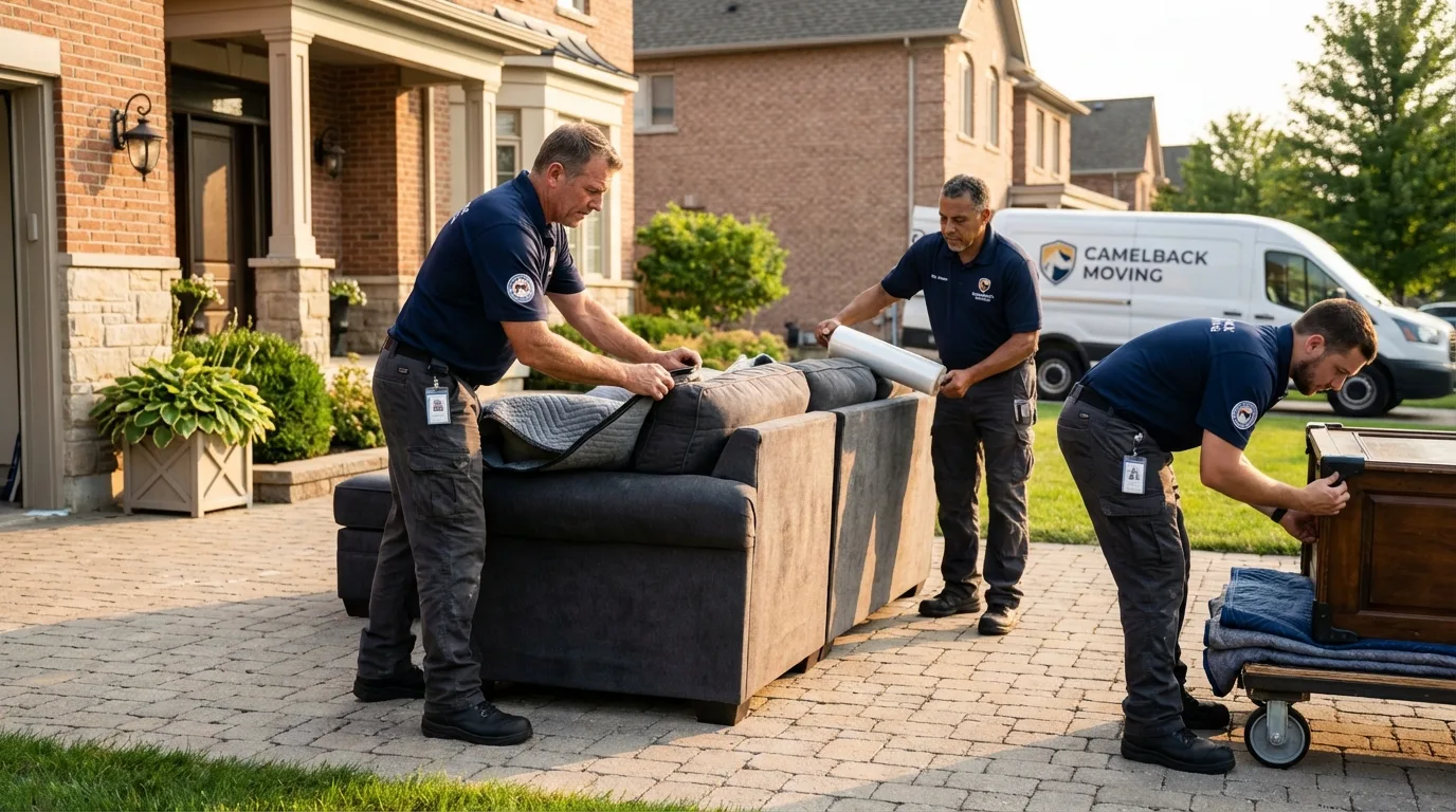 Large estate moving crew wrapping furniture in Buffalo Grove, IL